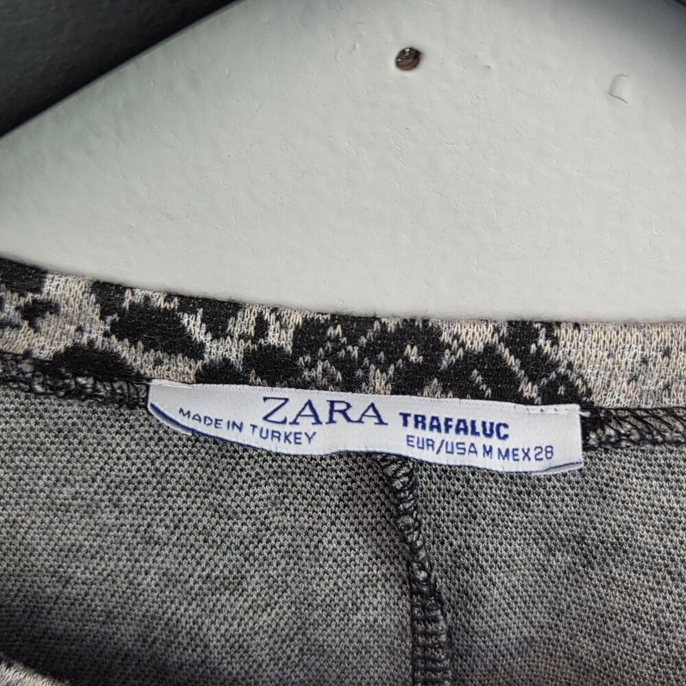 ZARA Trafaluc Snake Animal Print Knit Balloon Sleeve Cropped Blouse Women Size M - Picture 2 of 9
